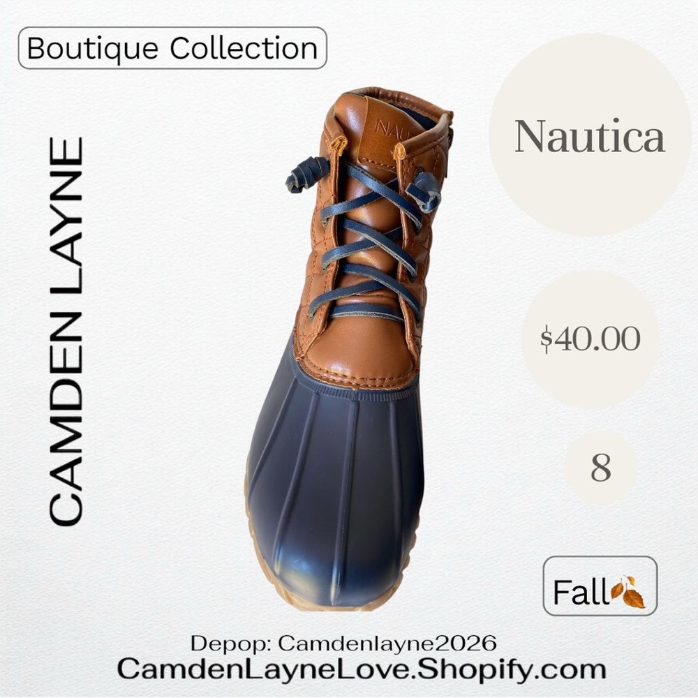 Nautica Tan and Blue Quilted Boots - Picture 5 of 6
